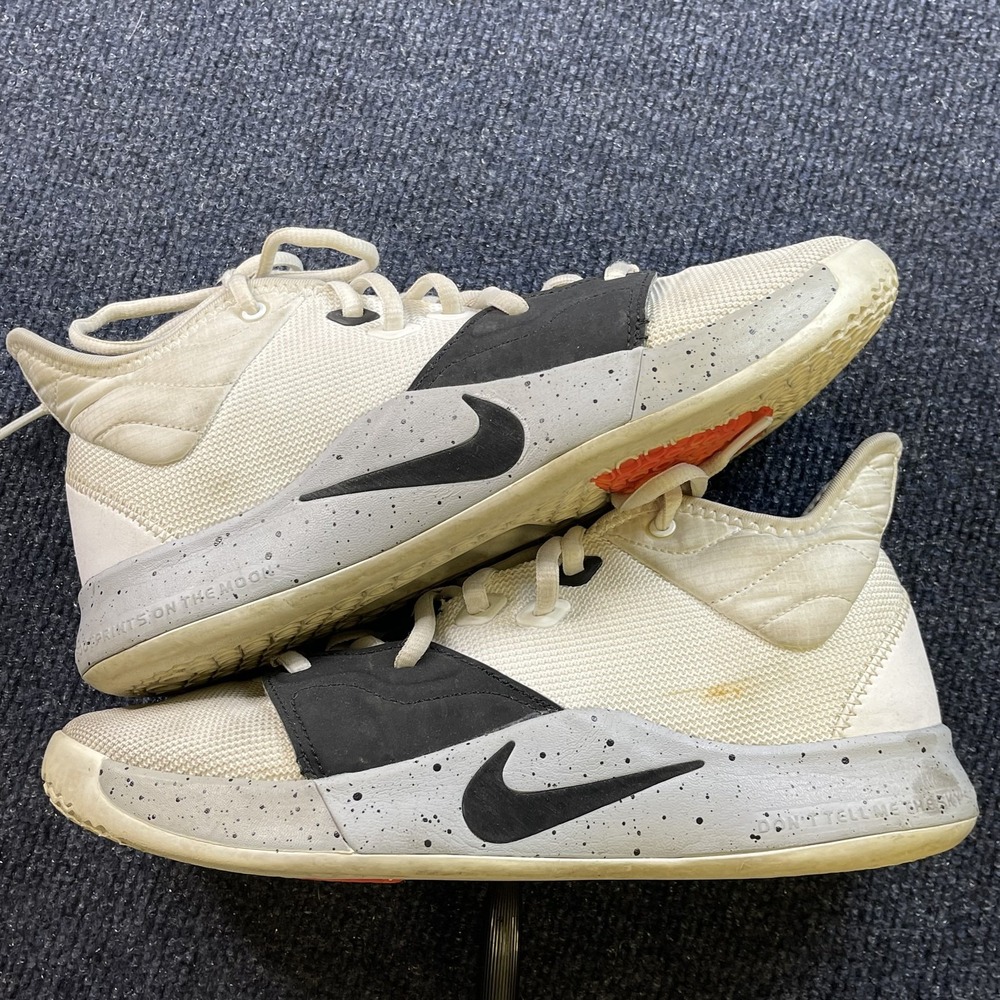 Nike PG 3 Shoes Mens‎ Size 8 White Black Basketball Sneakers AO2607-101 Moon